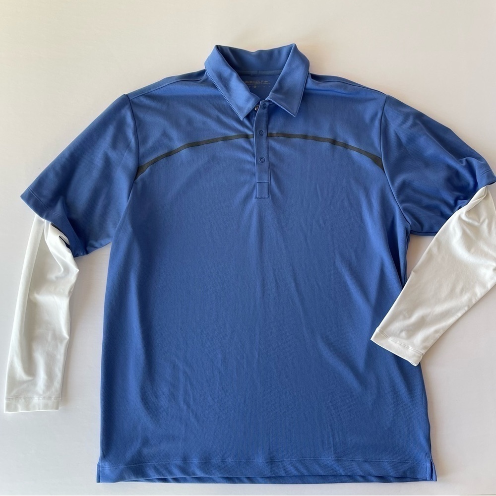 Nike Golf Men's Dri-Fit Layered Long Sleeve Polo blue Size XL